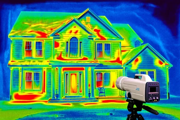 Image thermique détectant les pertes de chaleur d’un bâtiment